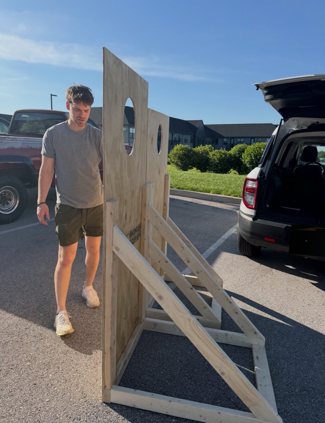 Freestanding plywood build with a braced 2x4 base